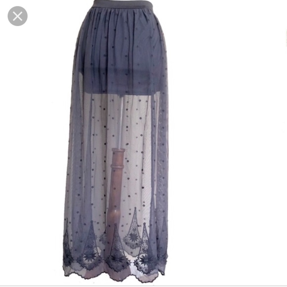 *Moving sale* Grey Divided lace Maxi Skirt